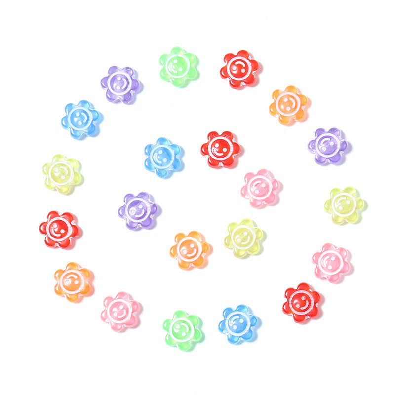 Colored Transparent Sunflower Acrylic Beads 10x4.5mm Glossy 200pcs 5