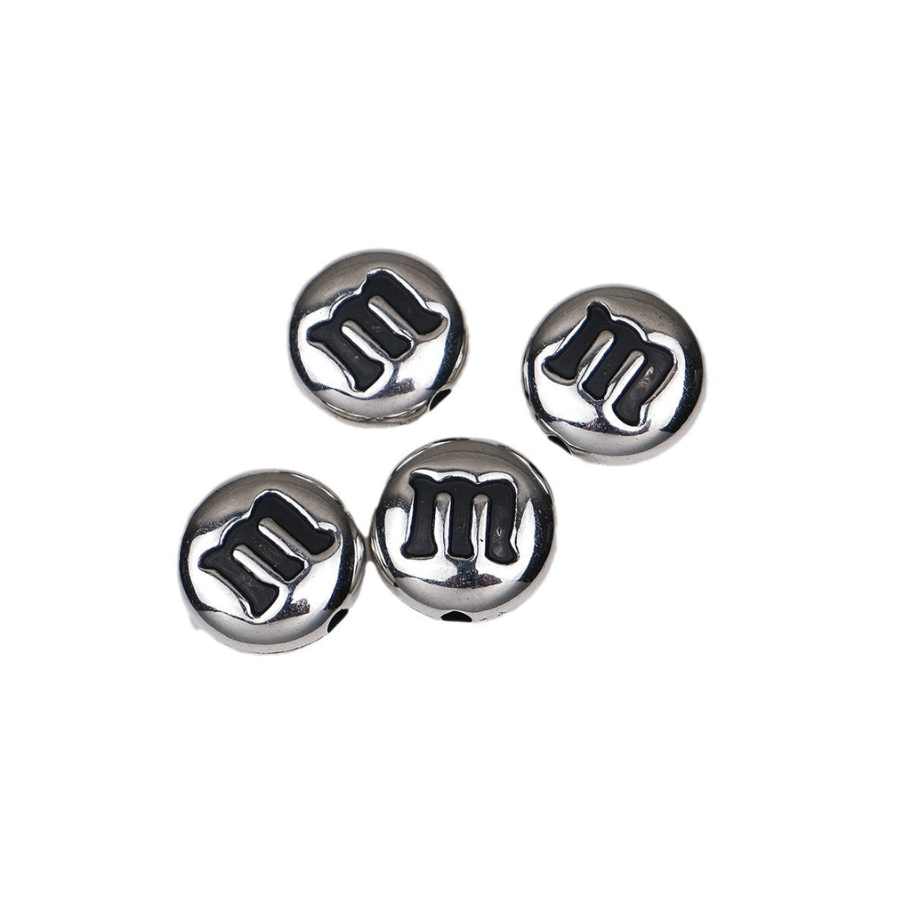 Plating Acrylic Beads 14mm Glossy Gold Silver Metallic M&M Style 100pcs 2