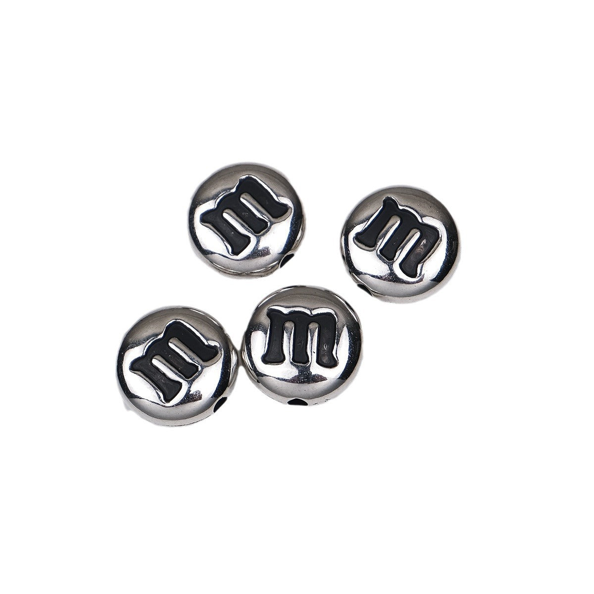 Plating Acrylic Beads 14mm Glossy Gold Silver Metallic M&M Style 100pcs 2