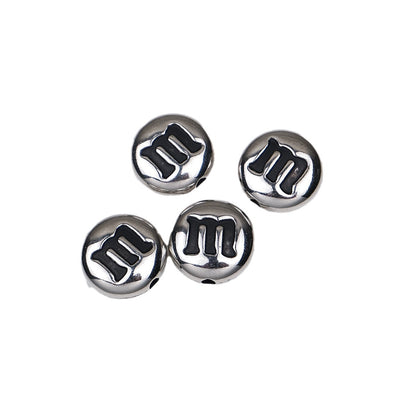 Plating Acrylic Beads 14mm Glossy Gold Silver Metallic M&M Style 100pcs 2