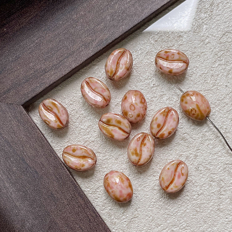 Vintage Czech Coffee Bean Lampwork Glass Beads 8x11mm 10pcs 33