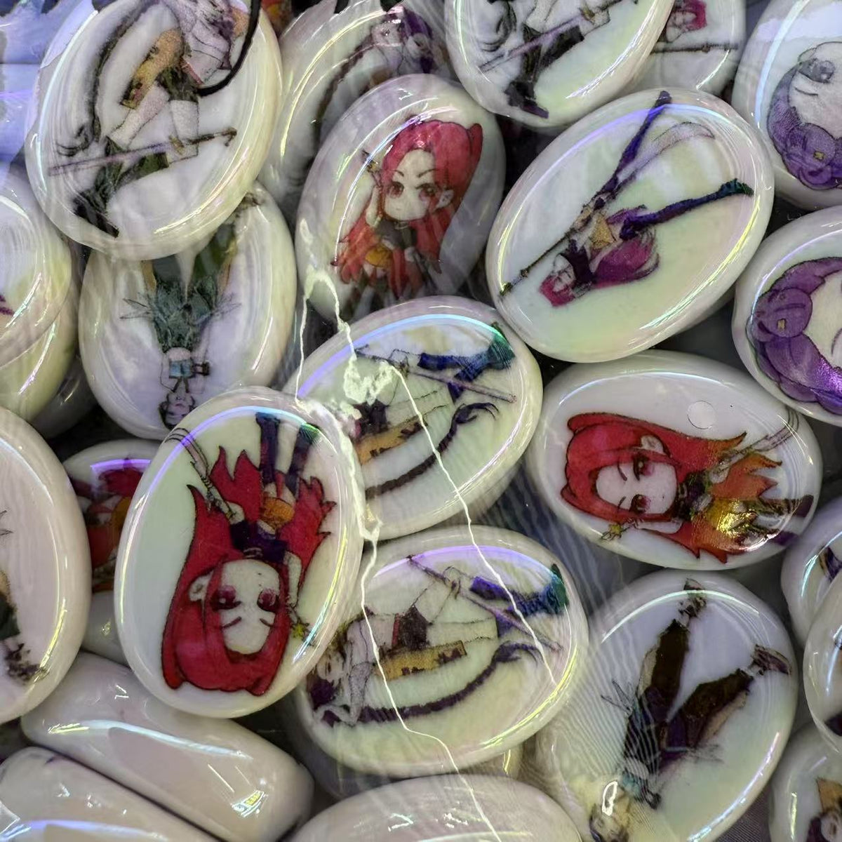 Plating Flat Heart Acrylic Beads Glossy Demon Hunters 50pcs 4