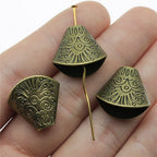 Shell Cone Metal Beads 18x19x10mm Vintage Totem Pattern 30pcs 3