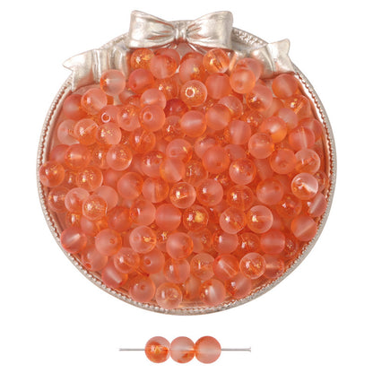 Gradient Frosted Round Glass Beads 8mm Matte Finish Gold Flecks 50pcs 17