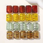 Lampwork Rectangular Glass Beads 20mm Silver Foil Striped 5pcs
