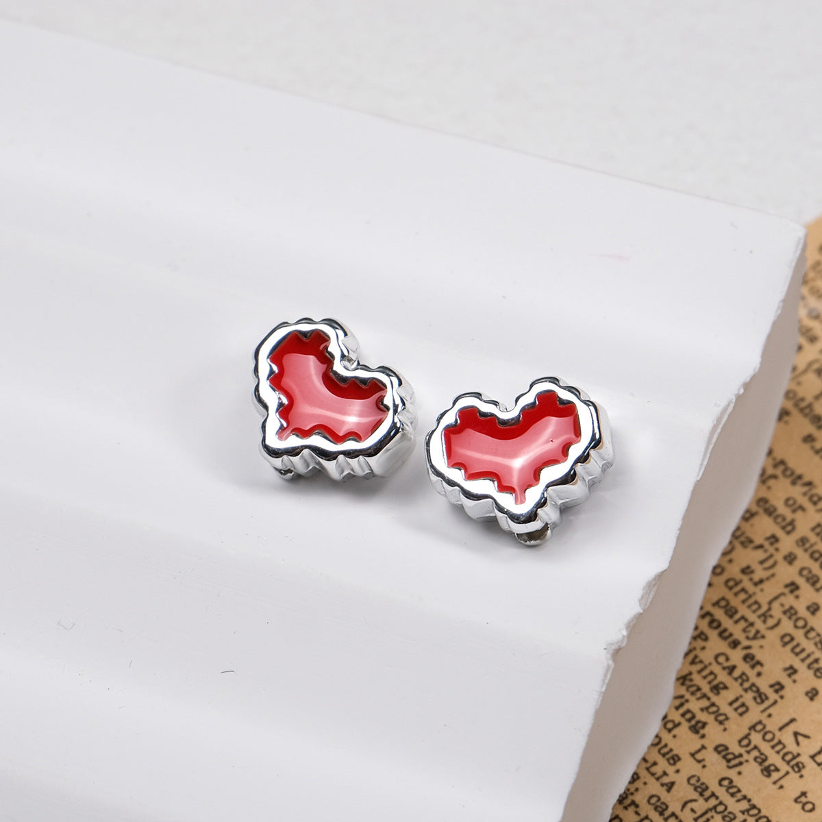 Silver Pixel Heart and Star Acrylic Beads 11mm Mixed Shapes 50pcs 9