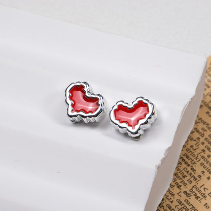 Silver Pixel Heart and Star Acrylic Beads 11mm Mixed Shapes 50pcs 9