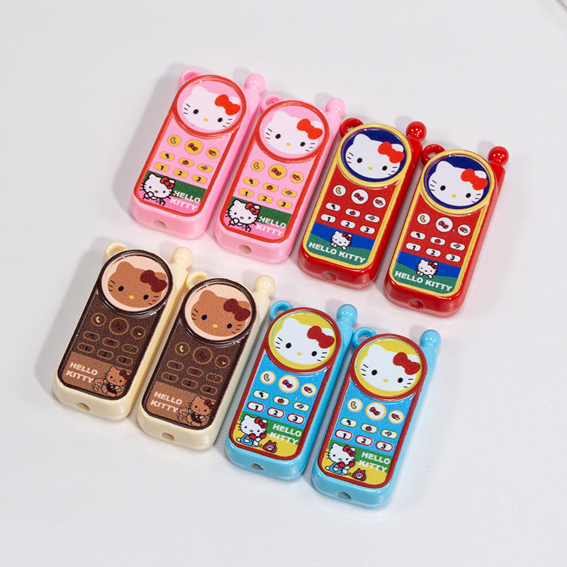 Hello KT & Pingu Phone Acrylic Square Beads 40mm 10pcs 3