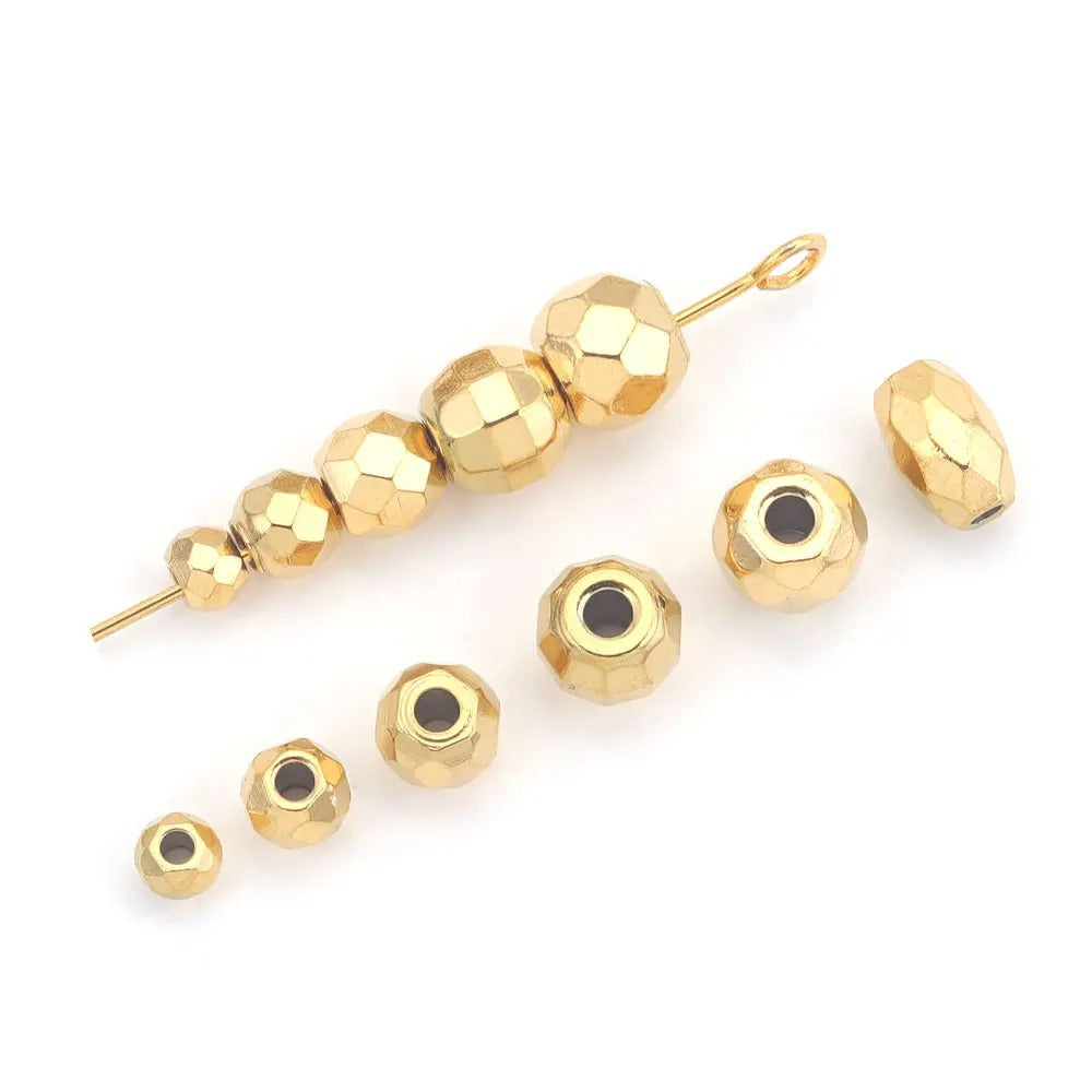 Stainless Steel Faceted Metal Beads 3-6.5mm Mixed Gold and Steel 10pcs 2