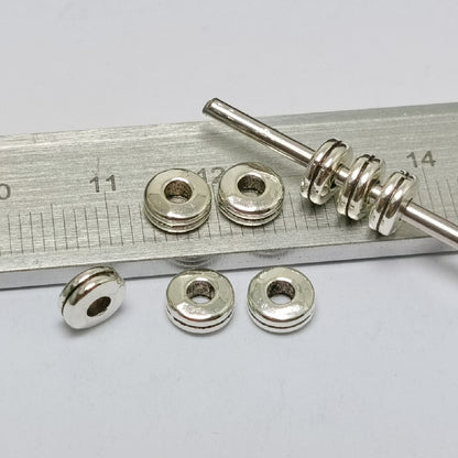 Alloy Double-Layer Spacer Beads 5mm 6mm Antique Gold Silver 100pcs 3