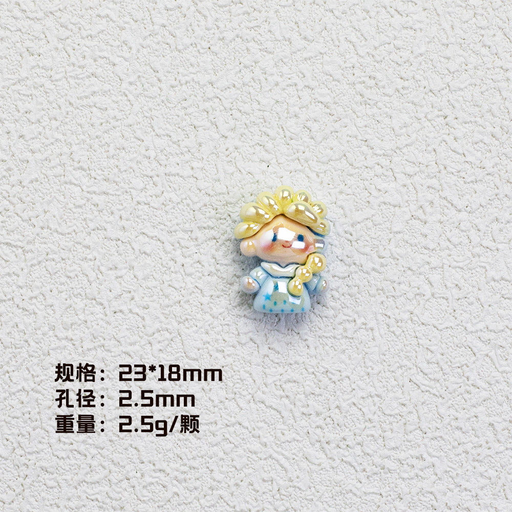 Disney Princess Series Vertical Hole Resin Beads Chibi Style 20pcs 8