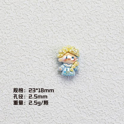 Disney Princess Series Vertical Hole Resin Beads Chibi Style 20pcs 8