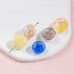 Antique Flat Blown Glass Beads 15-20mm Colorful Swirls 4pcs 4
