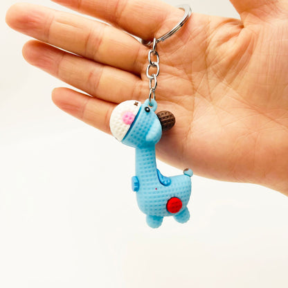 PVC Cartoon Giraffe Keychain Vibrant Colors Chunky Textures 6