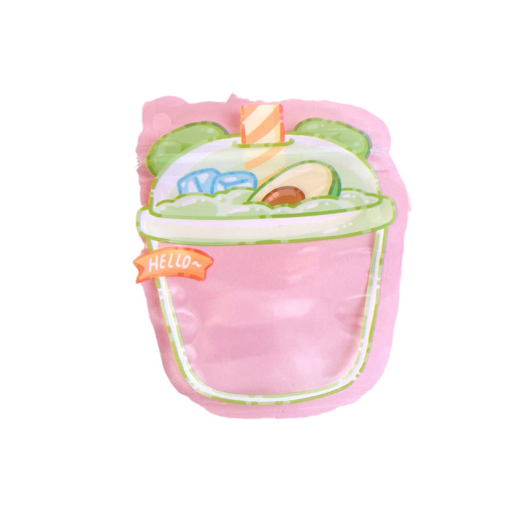 Transparent Zip Lock Bags Printed Flying Saucer and Milk Tea Cup 50pcs 10.5-11.5cm 2