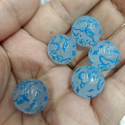 Transparent Round Acrylic Beads 16mm Jelly Color Sanrio Printed 100pcs 3