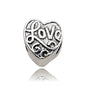 Heart Metal Beads Large Hole Metallic Silver Tone 30pcs 9