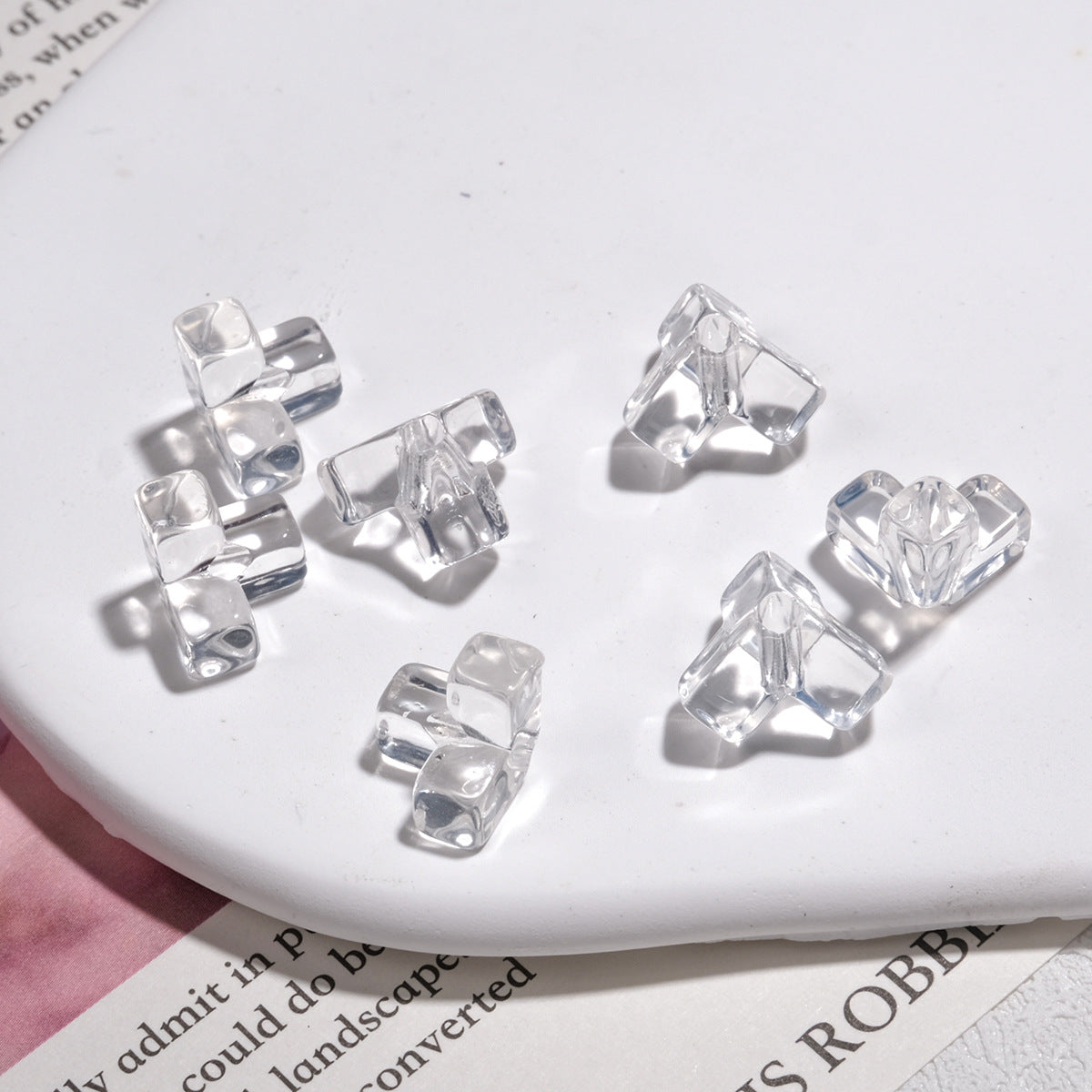 Transparent Square Acrylic Beads 9mm Tetras Colorful 30pcs 5