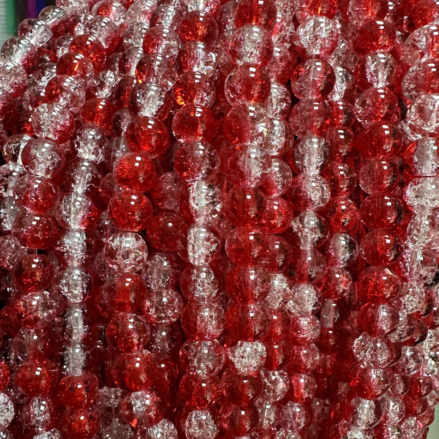 Crackle Glass Beads Round 8mm Dual Color Explosion 10 Strands 6