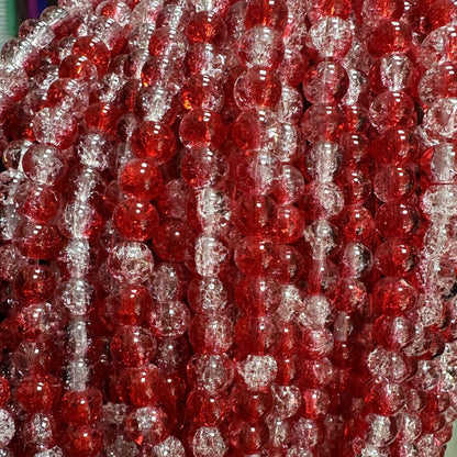 Crackle Glass Beads Round 8mm Dual Color Explosion 10 Strands 6