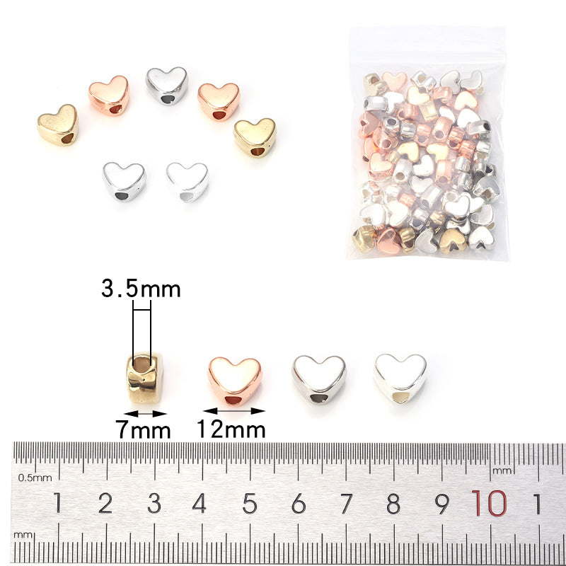 Plating Heart Acrylic Beads 12mm Large Hole Mixed Colors 100pcs 2