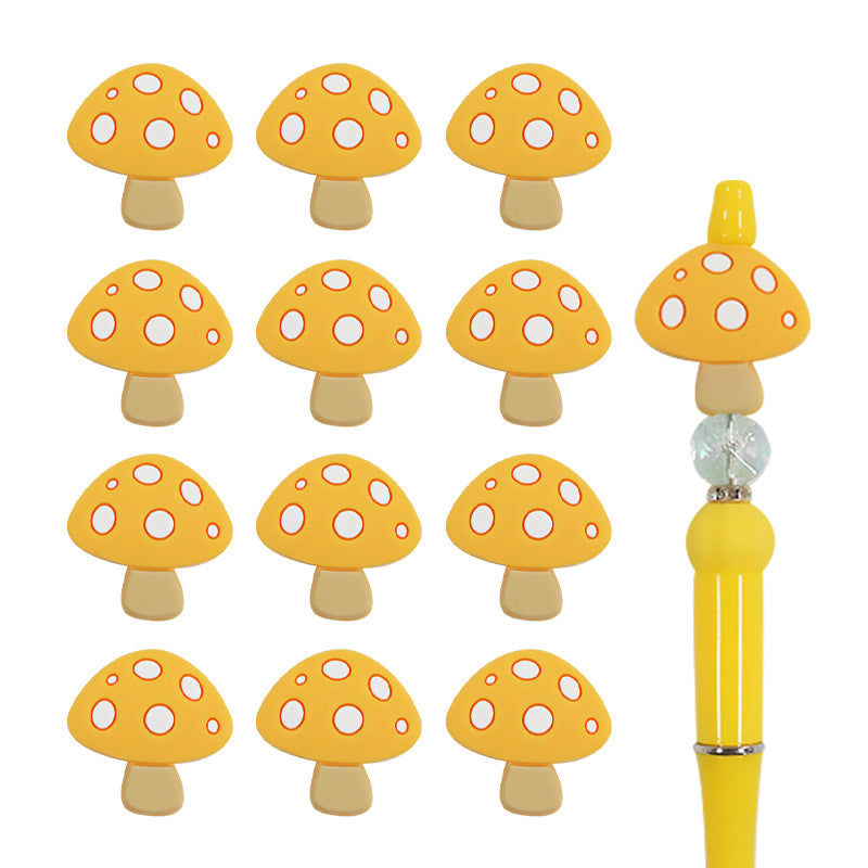 Silicone Focal Beads Mushroom Toadstool White Spots 20pcs 2
