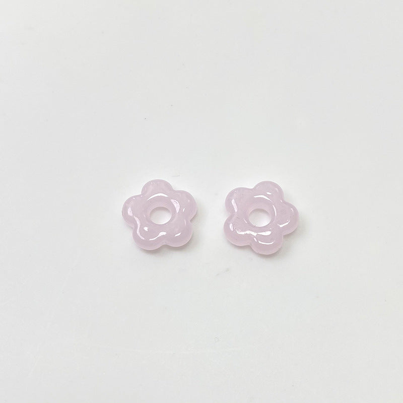 Lampwork Glass Beads Five Petal Flower 15mm Solid Color 10pcs 12