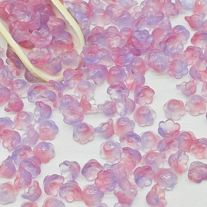 Campanula Flower Glass Beads 7x12mm Frosted Glossy Pastel 50pcs 19