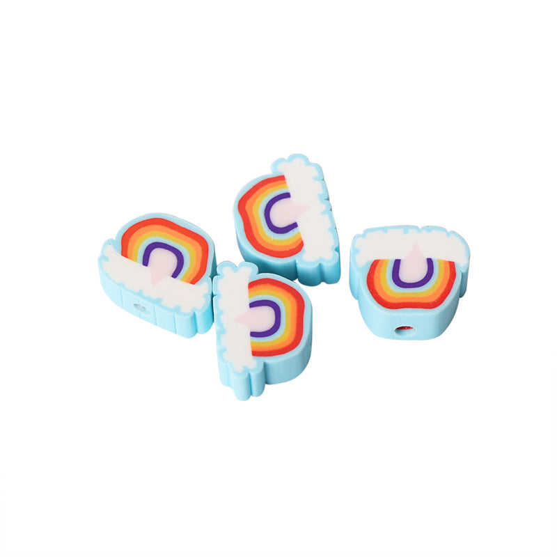 Cloud Clay Beads 10mm White Rainbow Polymer 200pcs 5