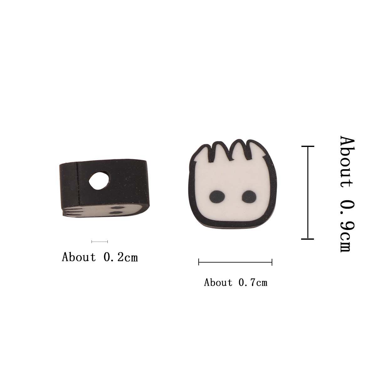 Halloween Ghost Flat Clay Beads 9mm Monochrome Polymer 100pcs 2