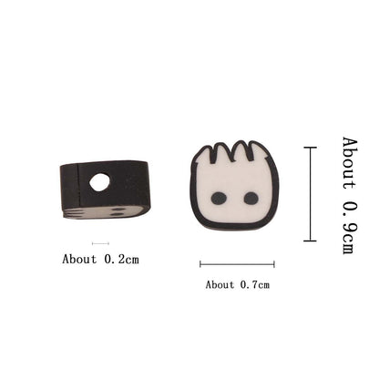 Halloween Ghost Flat Clay Beads 9mm Monochrome Polymer 100pcs 2