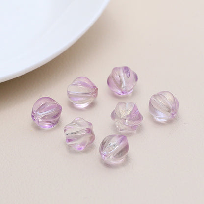 Czech Glass Beads Ribbed Vintage Style 8mm Transparent Pastel 10pcs 9