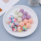 Embellished Flower Clay Beads 20mm Five-petal Pastel Rainbow 10pcs 2
