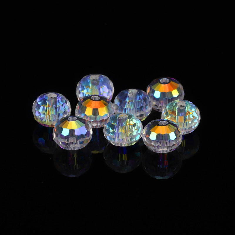 Electroplated Faceted Glass Beads 4-10mm Aurora AB Double-Sided Colors 17