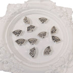 Flat Fan Metal Beads 13mm Vintage Floral Carved Silver Tone 60pcs 4