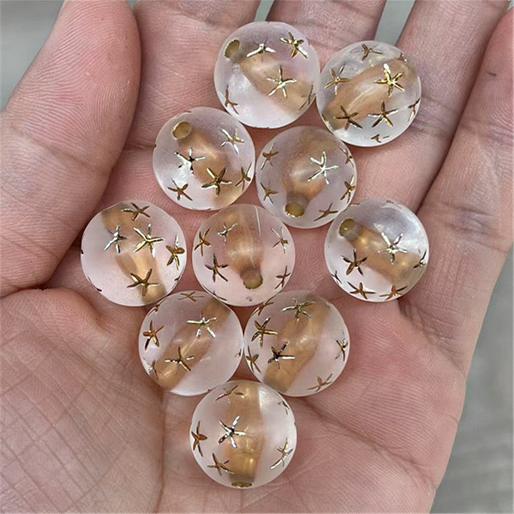 Matte Star Pattern Acrylic Beads 16mm Dyed Core 100pcs 6