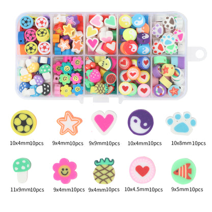 Cartoon Flat Clay Beads Polymer Colorful Mixed Designs 2boxes 6