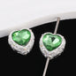 Double-Sided Heart Rhinestone Beads 22mm Alloy Encrusted 10pcs 14