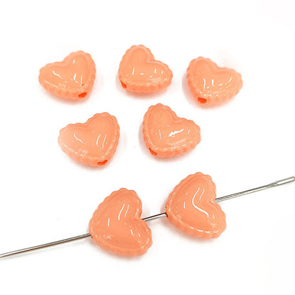Glossy Painted Lace Heart Acrylic Beads 18mm Colorful Pastel 50pcs 6