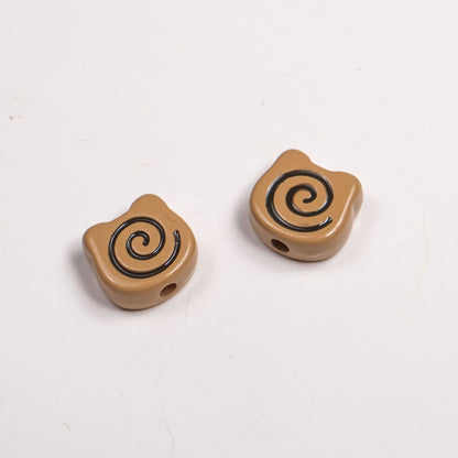 Painted Spiral Bear Acrylic Beads 11mm Colorful Glossy 50pcs 7