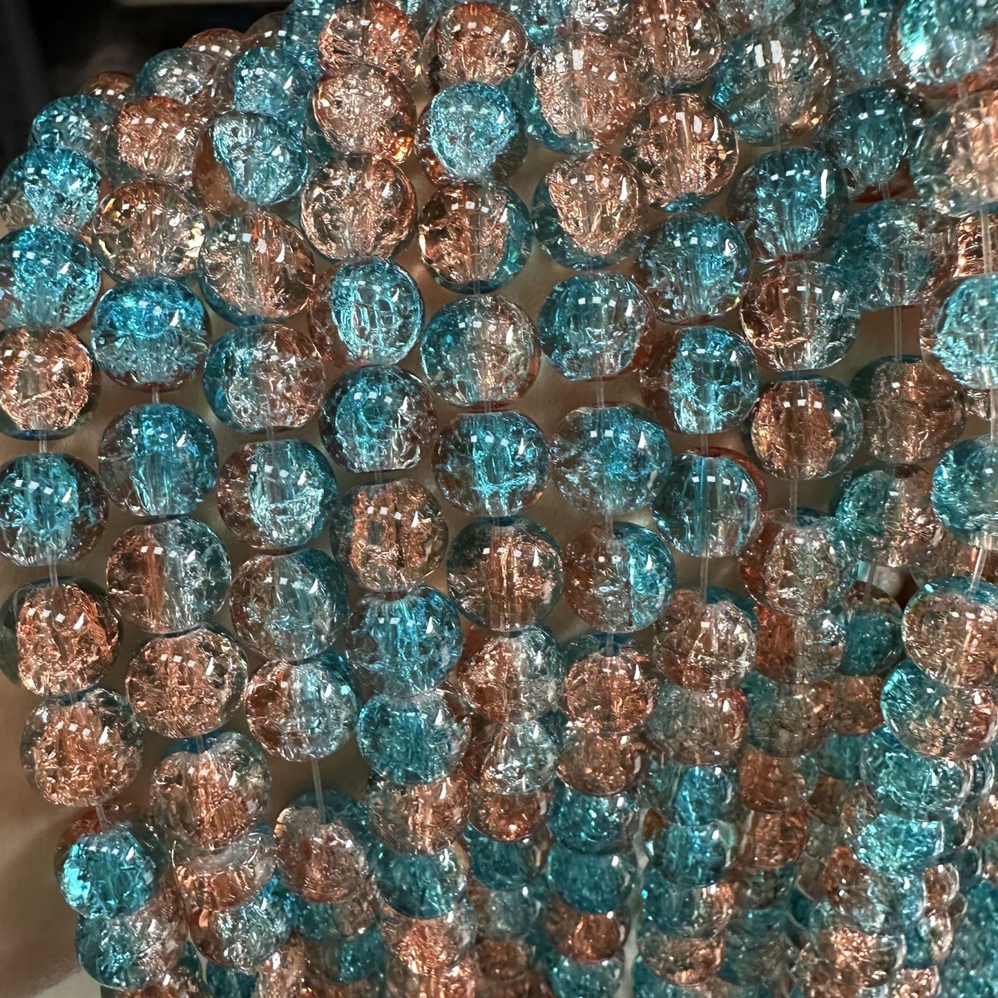 Crackle Glass Beads Round 8mm Dual Color Explosion 10 Strands 34