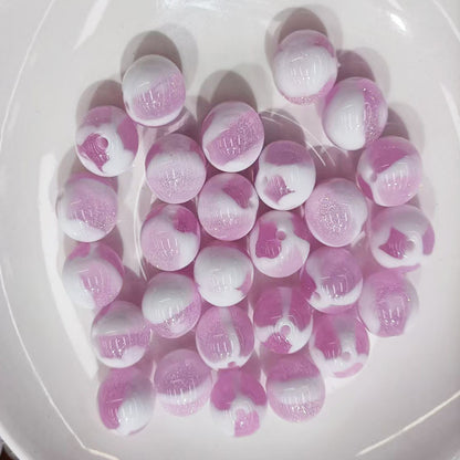 Glitter Cream 10 12 16mm Resin Beads Double Color Swirls 20pcs 8