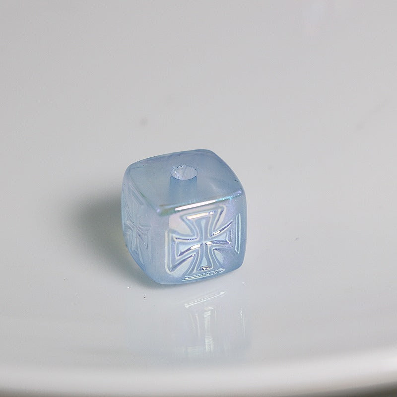 Cross Pattern Acrylic Square Beads 13x15mm Translucent Pastel 20pcs 6