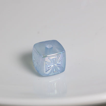 Cross Pattern Acrylic Square Beads 13x15mm Translucent Pastel 20pcs 6
