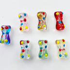 Painted Dotted Bone Glass Beads 17mm Hand Painted Colorful 1pc