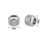 Stainless Steel Patterned Metal Beads 6mm Reticulate Twill Stripes 100pcs 3