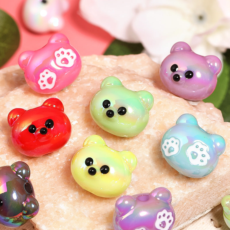 UV Plating Raccoon Acrylic Beads 14mm Solid Color Glossy 50pcs 4