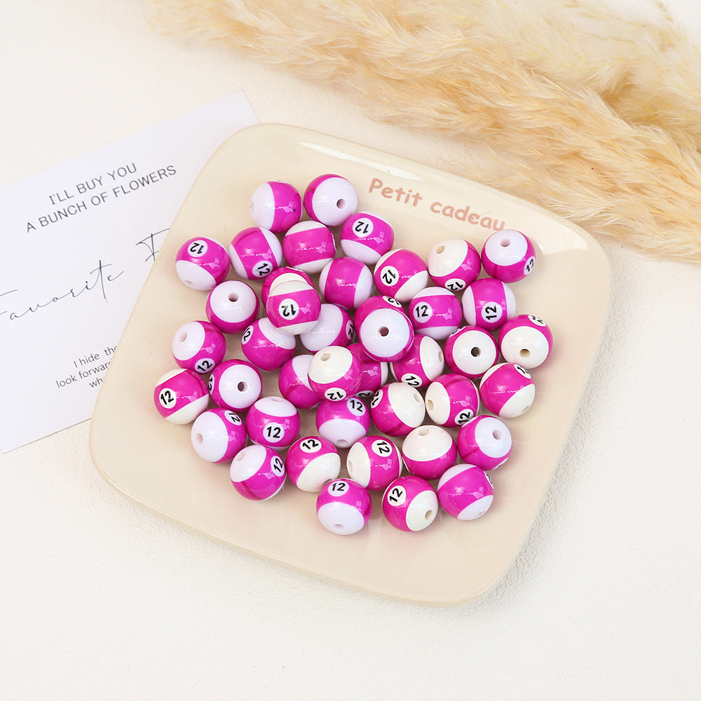 Painted Billiards Acrylic Beads 16mm Creative Colorful 100pcs 17