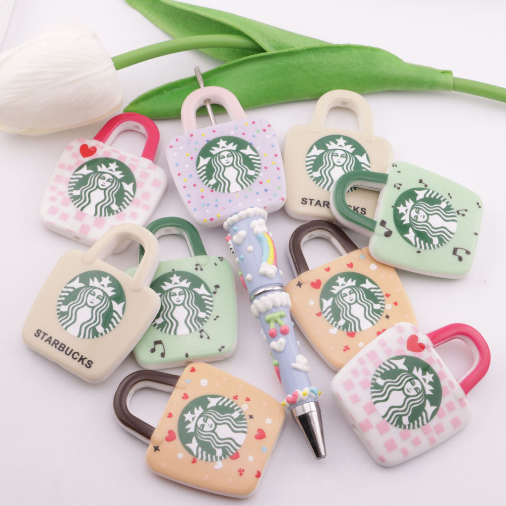 Flat Tote Bag Acrylic Beads Matte Pastel Heart Music Note 10pcs