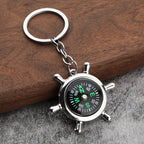 Nautical Alloy Compass Keychain with Ship Wheel Design 2